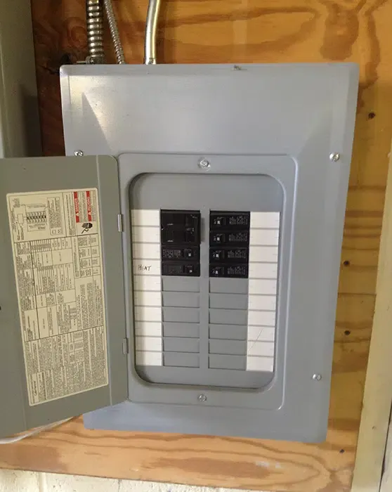 Electrical sub-panel with heat circuit installed by local electrician in Eastern Massachusetts