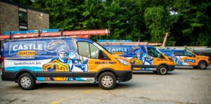 fleet of Castle Electric service vans