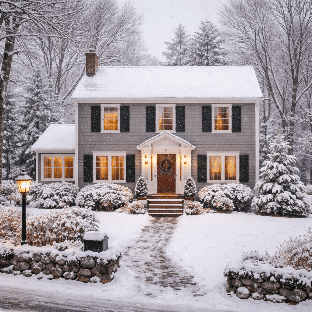 house during snowstorm