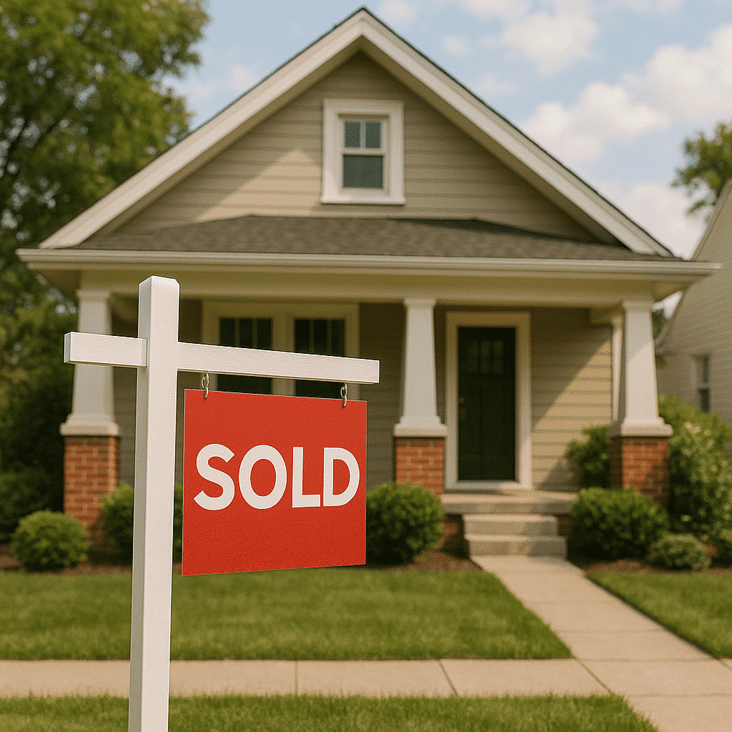 house with sold sign in front yarnd