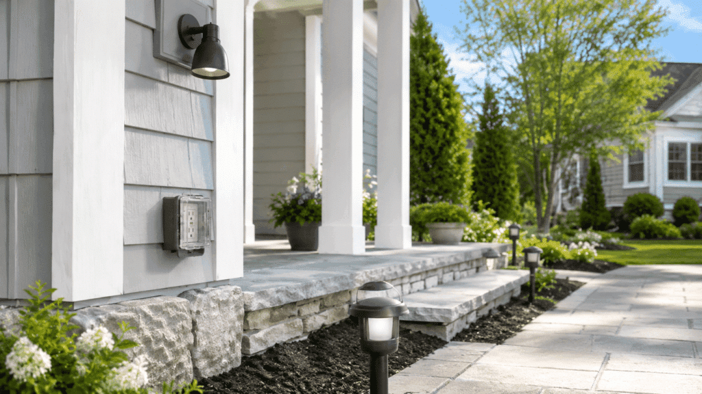 outdoor outlet on massachusetts home.